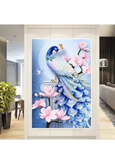 5D Sayılarla Elmas Boyama Tavus Kuşu-2 Diamond Painting Kit