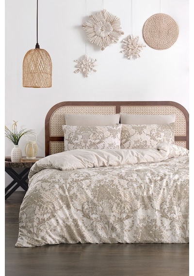 Veramoni Soft Dreams Soft Dreams Çift Kişilik Pamuklu Desenli Nevresim Takımı - Bej