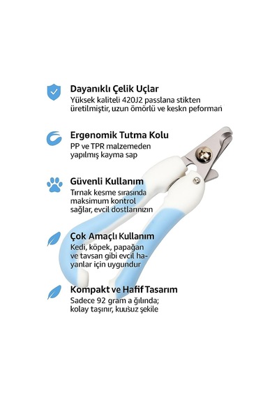 Çelik Uçlu Mavi Kedi Köpek Büyük Tırnak Makası Cin312mv