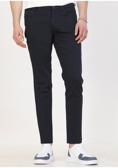 Ramsey Lacivert Düz Dokuma Slim Fit Casual Pamuk Karışımlı Pantolon