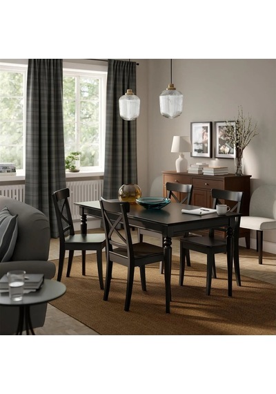 Ikea Siyah Sağlam Yemek Masası - Açılır Yemek Masası