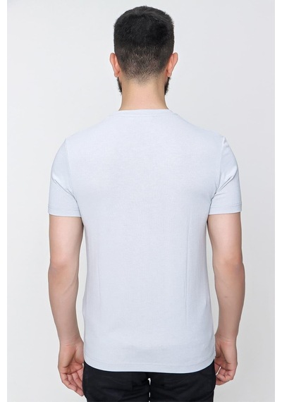 Efor Slim Fit Bisiklet Yaka Düz Pamuklu Gri Tişört Ts 823 Gri