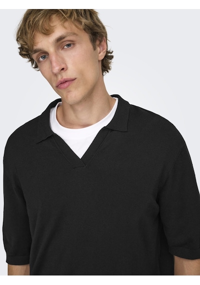 Only & Sons Onswyler Lıfe Rlx 12 Ss Splıt Knıt Noos Erkek Siyah Kazak - 22036158
