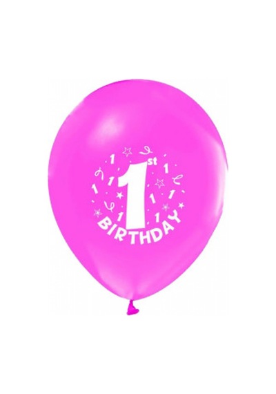 Balon Baskılı 12 İnc 1+1 Happy Birthday 1 Yaş Pembe Pk:100