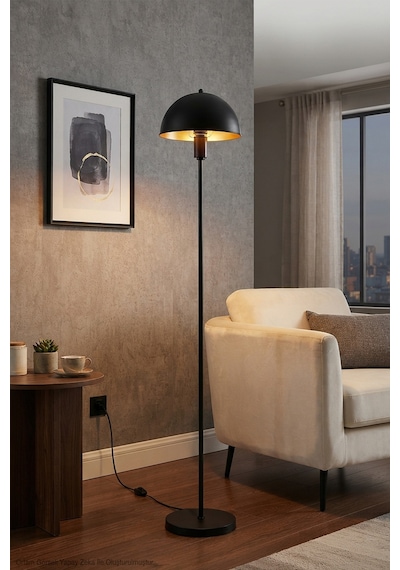 Roma Lambader - Modern Retro Siyah Metal Gövdeli Mantar Şapkalı Lambader- Salon, Yatak Odas, Çalışma Odası Ve Ofis Köşe Aydınlatması Siyah Diğer Roma Lambader - Modern Retro Siyah Metal Gövdeli Mantar Şapkalı Lambader- Salon, Yatak Odas, Çalışma Odası Ve Ofis Köşe Aydınlatması Siyah Diğer