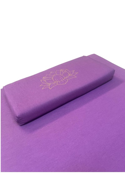 60x60 Meditasyon Minderi Seti İkili Yoga Meditasyon Minderi Lotus Çiçeği Baskılı Meditasyon Minderi Mor