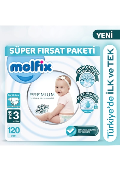 Molfix Premium Süper Fırsat Paketi 3 Beden 120 Adet 3 Numara 2'li