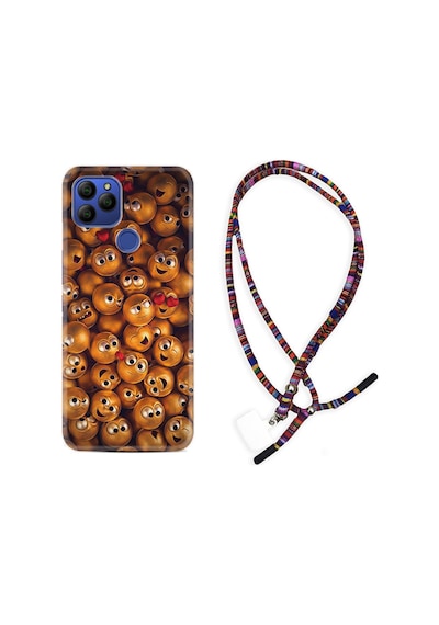 General Mobile Gm21 Kılıf Rasta Boyun Askılı Gold Emoji 1877