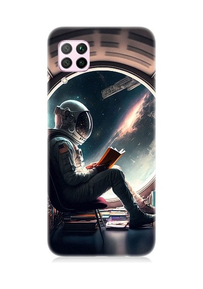 Huawei P40 Lite Uyumlu Kitap Ve Astronot Desenli Silikon Kılıf