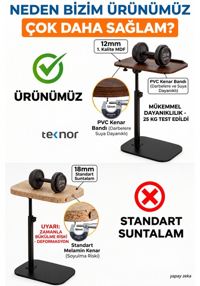 Ayarlanabilir Mdf Laptop Sehpası Ayaklı Çok Amaçlı Sehpa 30x40 Cm Ceviz