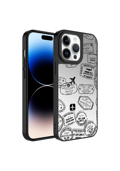 Apple Uyumlu iPhone 14 Pro Max Kılıf Aynalı Desenli Kamera Korumalı Parlak Zore Mirror Kapak Seyahat