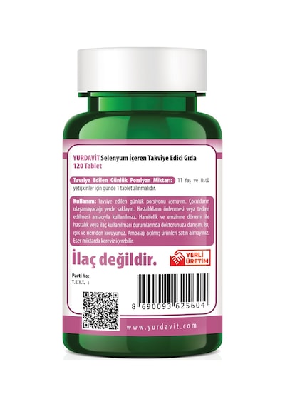 Yurdavit Selenium L-Selenometionin 200 Mcg 120 Tablet