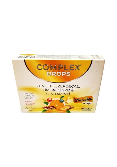 Complex Drops Zencefil Zerdeçal Limon Çinko C Vitamini 24 Adet