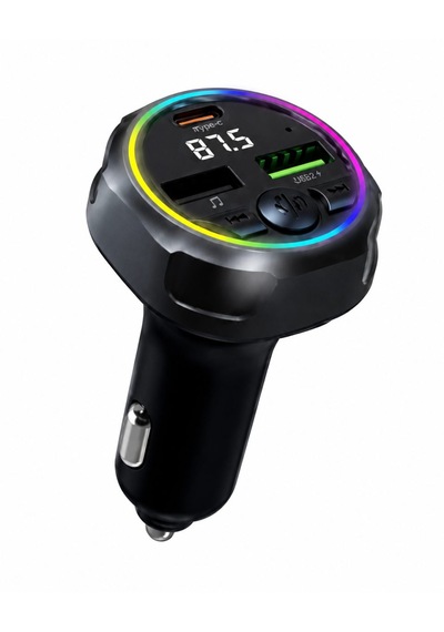Rio Tech Araç Fm Vericisi Bluetooth 5.0 Type-c Qc3.0 Hızlı Şarj 48w Çift Usb