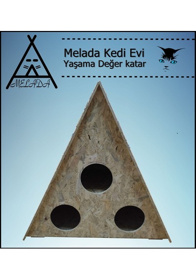 Melada Kedi Evi Dış Ortam Uygun Ahşap Kedi Evi Osb 78x76x35 Cm