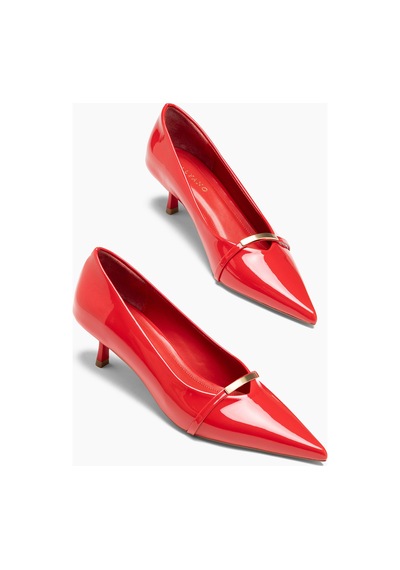 Babs Kırmızı Rugan Tokalı Kadın Topuklu Stiletto Ayakkabı