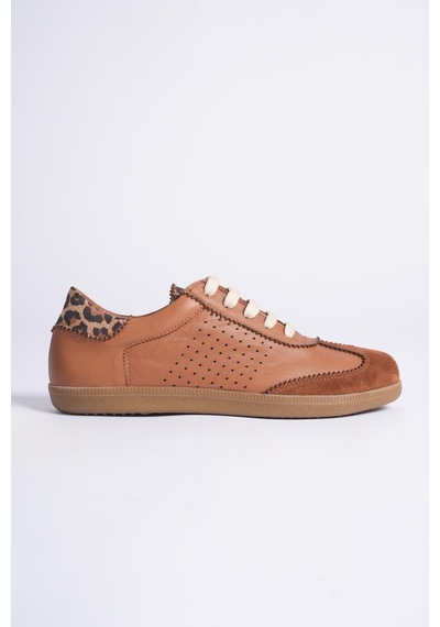 Analin Shoes Kadın Hakiki Deri Bağcıklı Süet Detaylı Spor Ayakkabı Taba