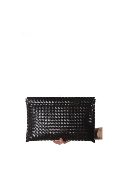 Maorı Kahverengi Örgü Kadın Clutch Çanta