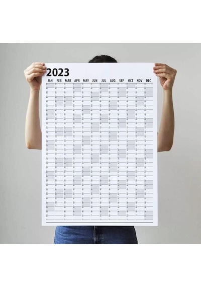 2027 Yıllık Planlayıcı Duvar Takvim Siyah Yearly Wall Planner