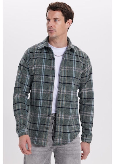 Tudors Erkek Slim Fit Dar Kesim Kareli Kışlık Oduncu Gömlek-42150 Çok Renkli