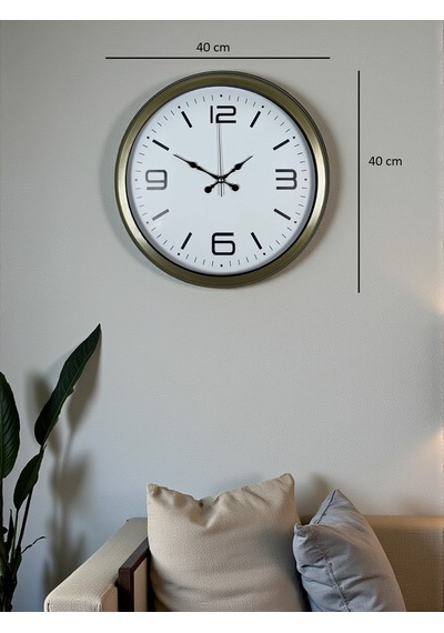 40 Cm Metal Eskitme Vintage Duvar Saati Eskitme Bej