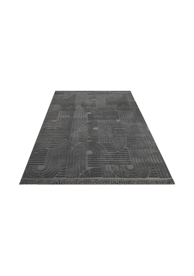 Bespoky Amelie Dizayn Geometrik Modern Salon Halısı Makine Dokuma Antrasit