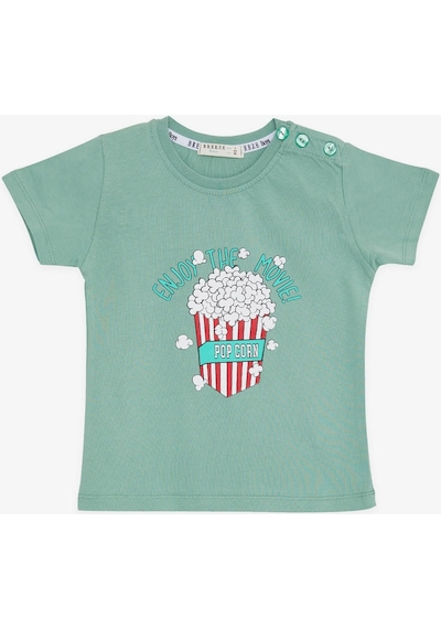 Breeze Girls & Boys Erkek Çocuk Tişört Pop Corn Baskılı 2-6 Yaş, Mint Yeşili-mint Yeşili Mint