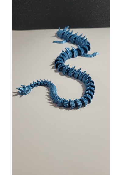 55 Cm 3d Baskı Mavi Ejderha Figürü Hareketli Eklemli Dragon Metalik Görünümlü Dekoratif Masaüstü Süs Koleksiyonluk Hediyelik