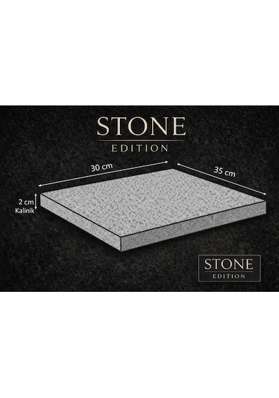 %100 Doğal Bazalt Steak Pişirme Taşı Mangal Taşı Fırın Taşı 30x35x2 Cm