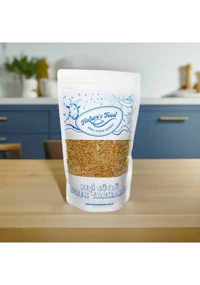 Keçi Sütlü Bebek Tarhanası 400gr Keçi Sütü %42,8 , Buğday Unu %35,7 , Buğday Ruşeymi %21,5