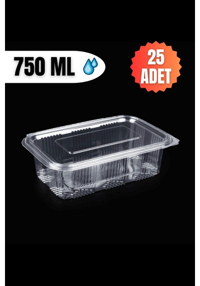 Kullan At Tek Kullanımlık Plastik Sızdırmaz Kapaklı Kap Kase Saklama Kabı 750 Gr Cc 25 Adet Plastik Diğer