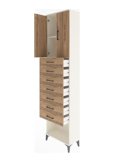 Arges Dolap 2 Raflı 7 Çekmeceli 2 Kapaklı 60x30x243 Aytaşı-çam Aytaşı