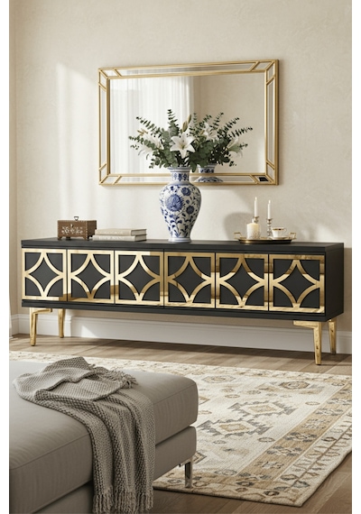 Tsa1237ag - Lemtv120 Tv Stand, Tv Sehpası Antrasit - Gold 120cm