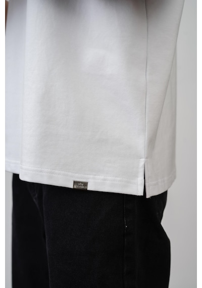 King-Brich Bisiklet Yaka Battal Boy Oversize Kalıp Basic Tişört Beyaz
