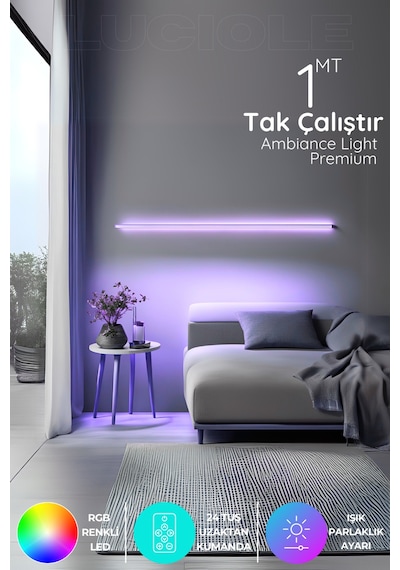 Led Işık Rgb Kumandalı Dimmer Light Tak Çalıştır Plus