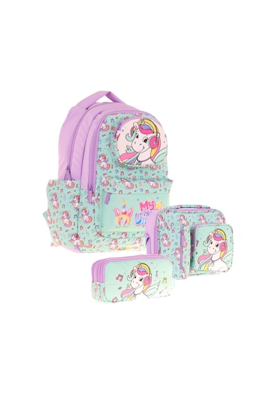 Kaukko Kids 3d Unicorn Şekilli Kız Çocuk Üçlü Okul Çantası Seti/takımı - Turkuaz L5234+l7234+l8234 Turkuaz