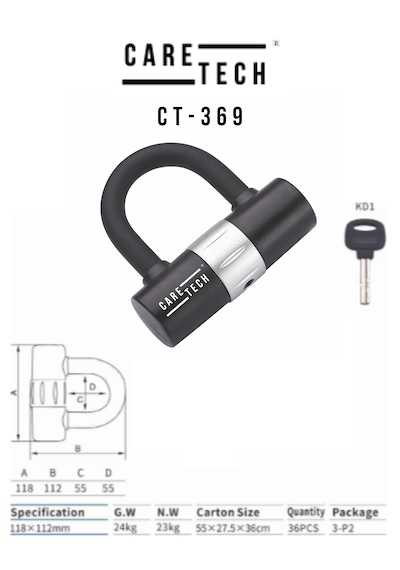 Caretech Ct-369 Motosiklet Ve Bisiklet İçin Disk Kilidi