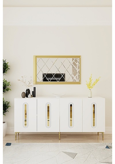 Ka1810bg Rany Konsol ,tv Sehpası Beyaz-gold 180cm