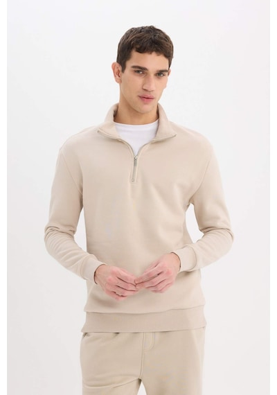 DeFacto Comfort Regular Fit Rahat Kalıp Fermuarlı Dik Yaka Basic Düz Sweatshirt X7405AZ25SPBG735