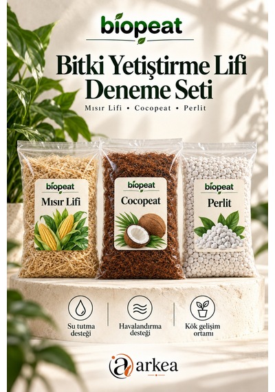 Mısır Lifi 2 L + Cocopeat 2 L + Perlit 1 L Bitki Yetiştirme Deneme Seti 3