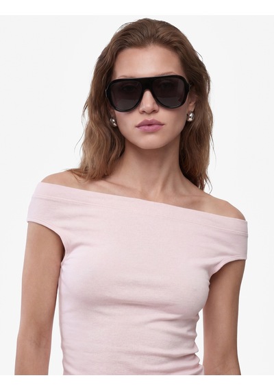 Koton Pamuklu Ribanalı Slim Fit Omzu Açık Madonna Yaka Tişört Pembe 6sak50503ek Gül