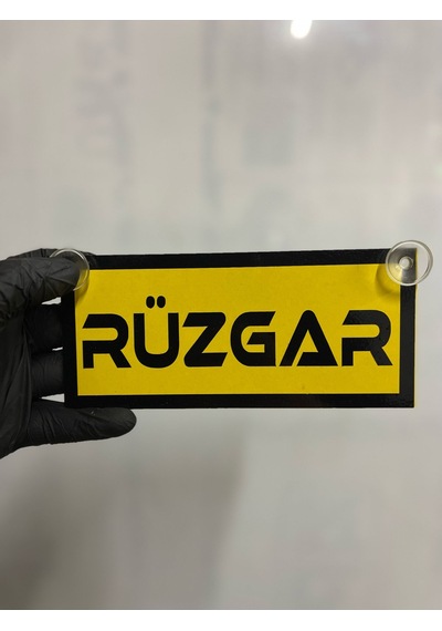 Sarı Renk Üzeri Siyah Renk Rüzgar Yazılı Vantuzlu Cam Süsü
