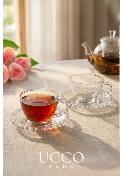 2 Kişilik Cam Fincan Seti 225 Ml Retro Fincan Çay Kahve Su Espresso Bitki Çayı Bardağı Bardak Seti