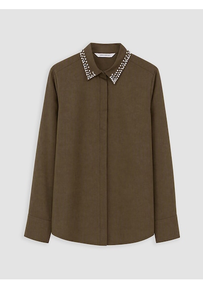 Lcw Everyday Haki Taşlı Poplin Kadın Gömlek