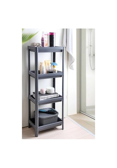 4 Katlı Plastik Organizer - Banyo Ve Mutfak İçin Kolay Montaj Aahşap