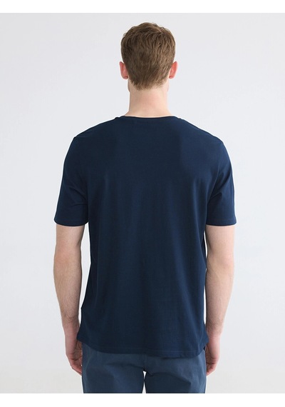 LC Waikiki Lcwaıkıkı Classic Lacivert Bisiklet Yaka Baskılı Erkek Tişört New Navy