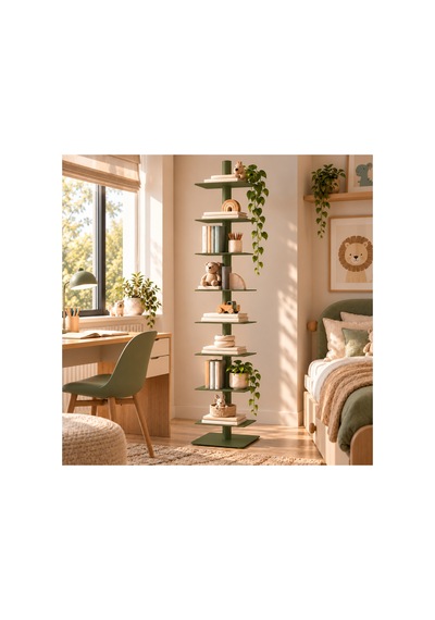 Axis 8 Raflı Metal Kitaplık Modern Tasarım Dikey Dekoratif Kitaplık Yeşil - 935176049 Yeşil