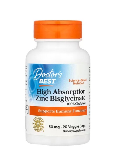Doctor's Best High Absorption Zinc Bisglycinate 50 Mg 90 Veggie Caps