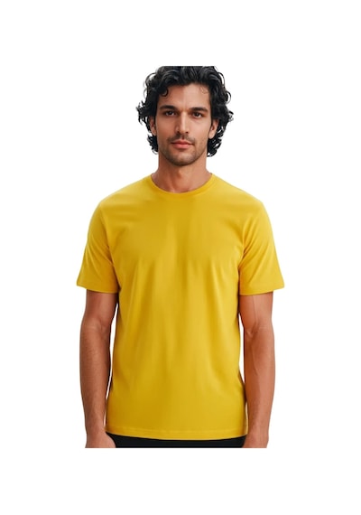 Arma Ar-ma Erkek Bisiklet Yaka Tişört Baskisiz Basic Örme Kumaş Regular Fit %100 Pamuk 30/1 Penye Süprem Y31344408202 Sarı-s1