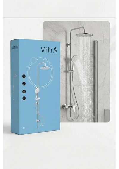 Vitr A Bliss Round 240 Duş Sistemi - Krom A45788 Gri